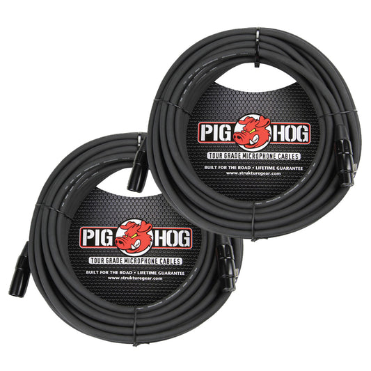 NEW 2 Pack Pig Hog PHM100 XLR High Performance 8mm Microphone Mic Cable, 100 Foot Ft