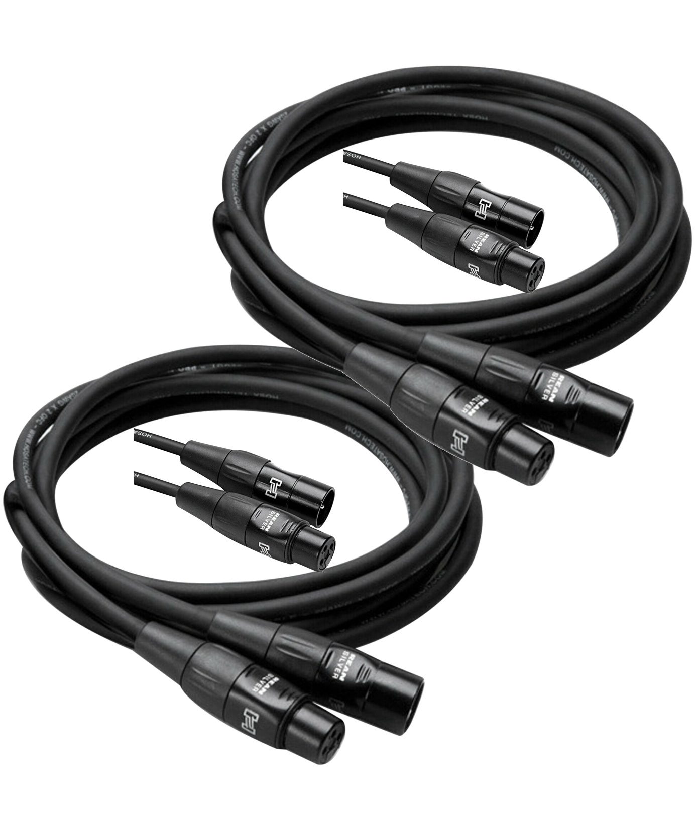 NEW - 2 Pack Hosa Pro Microphone Cable REAN XLR3F to XLR3M, HMIC-025 (25 Feet) Black