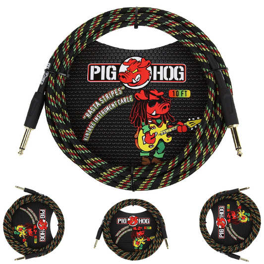 Pig Hog PCH10RA "Rasta Stripes" Instrument Cable - 10ft