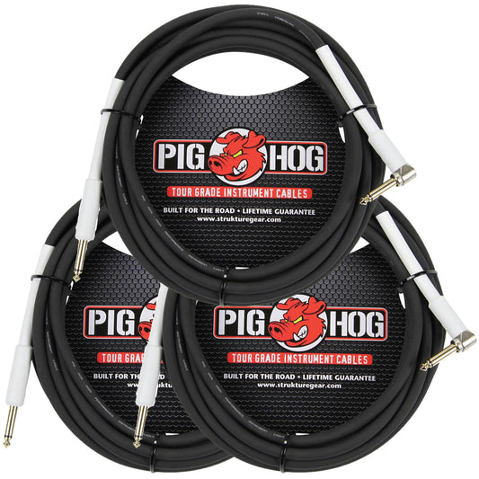 3 Pack Pig Hog PH186R Right Angle 8mm 18.5FT 1/4"-1/4"  Inst Cable Lifetime Warranty!