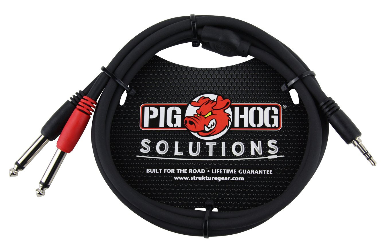 Pig Hog 3ft Solutions Stereo Breakout 3.5MM To Dual 1/4" Cable PB-S3403 - NEW