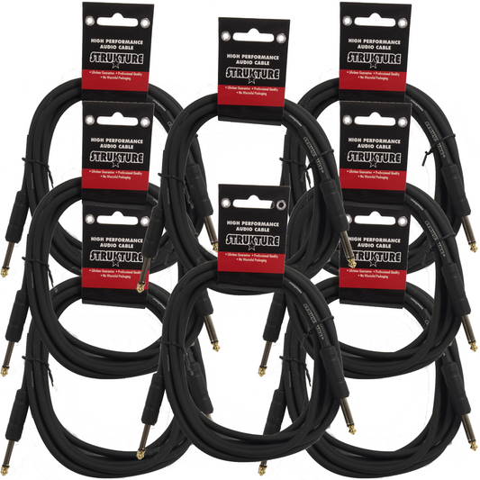 8 PACK Black Strukture 6ft Instrument Cable Thick ABS sleeve SC06 Lifetime Warranty!