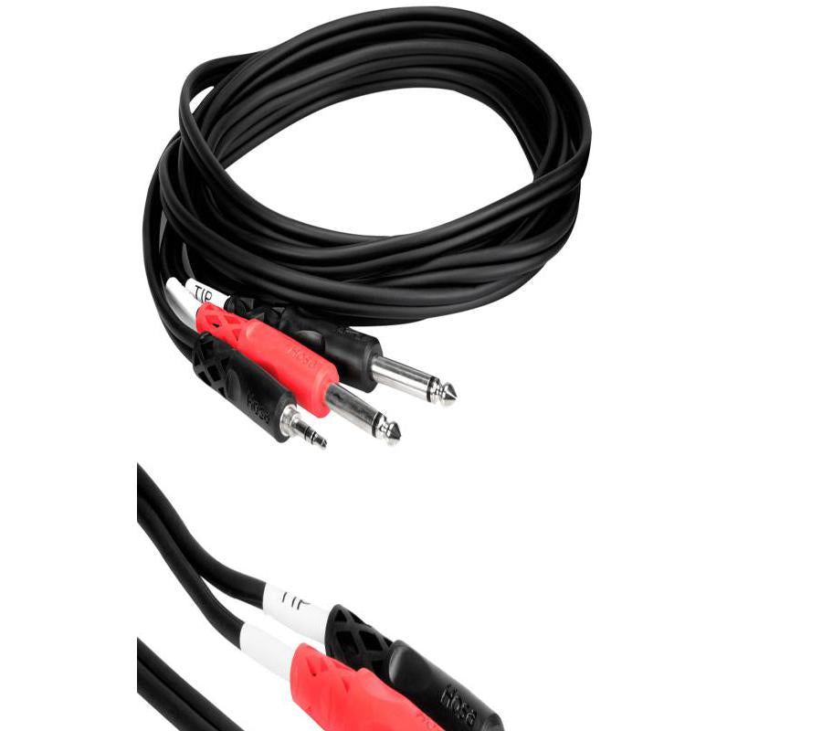 New - Hosa 3.5mm Stereo TRS to Dual 1/4" TS CABLE - 10FT CMP-159