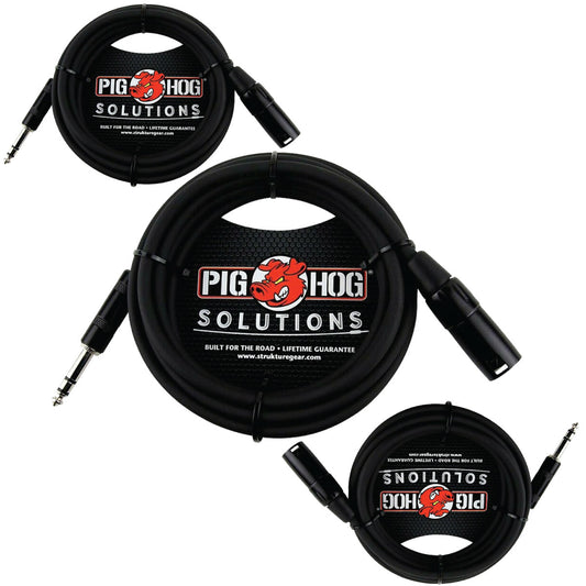 NEW 3 Pack - Pig Hog PX-TMXM50 Solutions 50Ft TRS(M)-XLR(M) Balanced Cable Lifetime Warranty