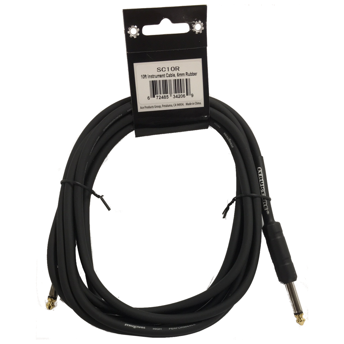 10 PACK Black Strukture 10ft Instrument Cable 6MM Rubber SC10R Lifetime Warranty!
