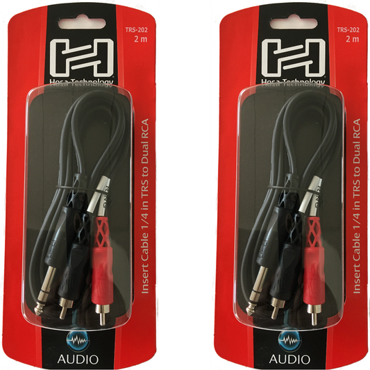 New - 2 pack Hosa TRS-202 Channel Insert Mixer Cable 1/4" in TRS to Dual RCA 2m 6.6 ft