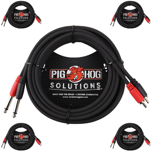 Pig Hog Solutions 15ft Dual RCA (Male) to Dual -1/4" Cable PD-R1415  - NEW