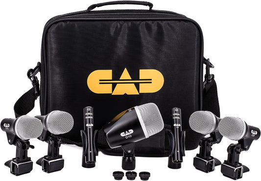 CAD Audio Stage7 7 Piece Drum Mic Pack - Includes Kick Mic, Snare Mic, 3 Tom Mics and 2 Overhead Condenser Mics, Black - NEW