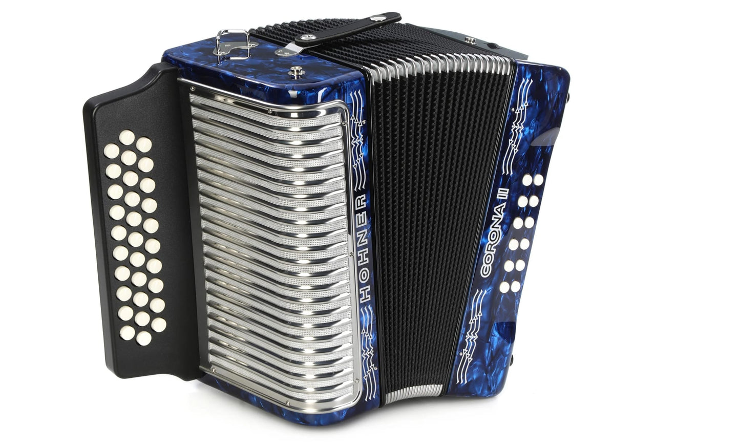 Hohner Corona II Diatonic Accordion - Keys of F/Bb/Eb - Dark Blue-NEW