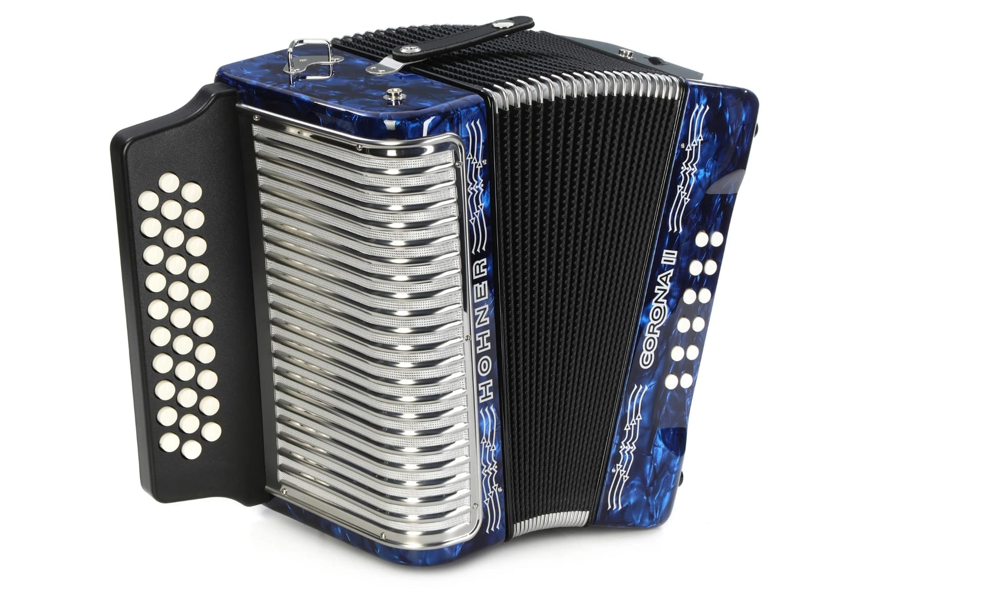 Hohner Corona II Diatonic Accordion - Keys of F/Bb/Eb - Dark Blue-NEW