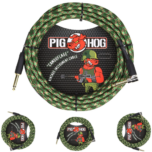 Pig Hog Camouflage Instrument Cable 20ft Foot Right Angle PCH20CFR  Lifetime Warranty!