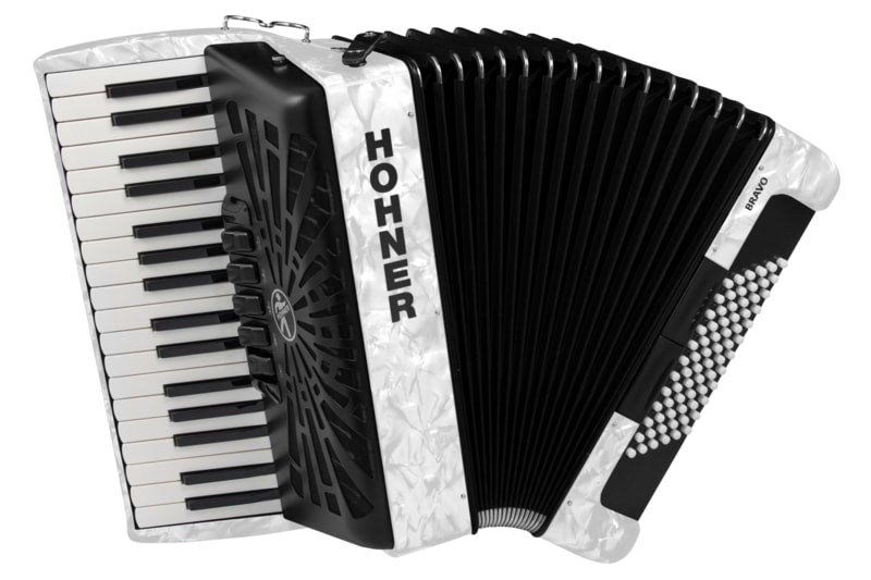 Hohner Bravo III 72, pearl white -NEW