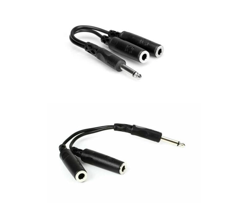 NEW - Hosa 1/4" TS Mono Male to Dual 1/4" TSF Cable Adapter Splitter YPP-111