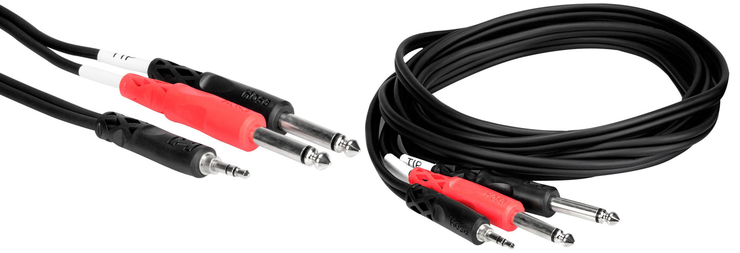 New - Hosa 3.5mm Stereo TRS to Dual 1/4" TS CABLE - 10FT CMP-159