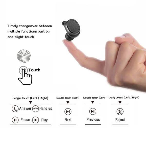 Mini True Wireless Bluetooth 5.0 Touch Control Earbuds TWS Headphone