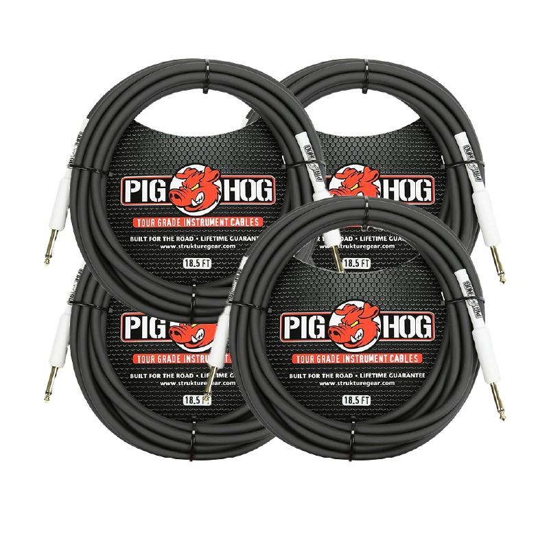 New - Pig Hog PH186 8mm Tour Grade Instrument Cable 18.6 FT 4 Pack