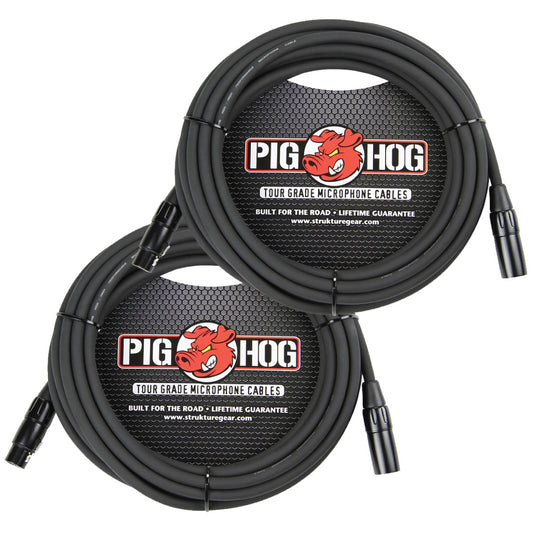 2 Pack Pig Hog PHM30 XLR High Performance 8mm Microphone 30 Foot Ft Mic Cable Lifetime Warranty!