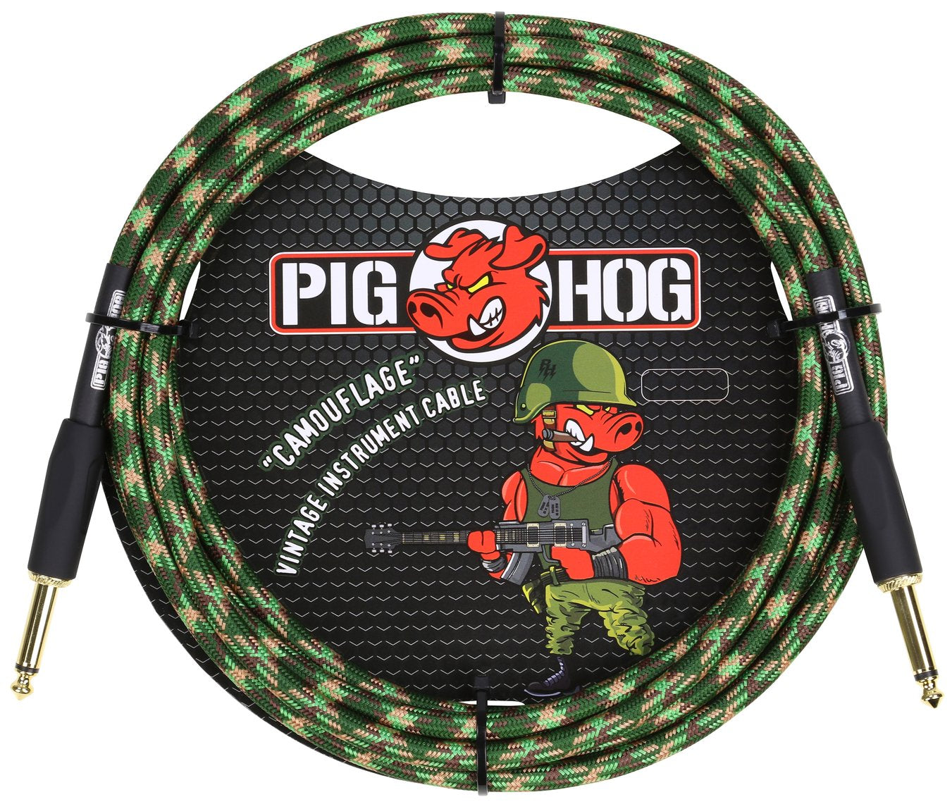 4 Pack Pig Hog Camouflage Instrument Cable 1/4' to 1/4' 10 Foot ft PCH10CF Lifetime Warranty!