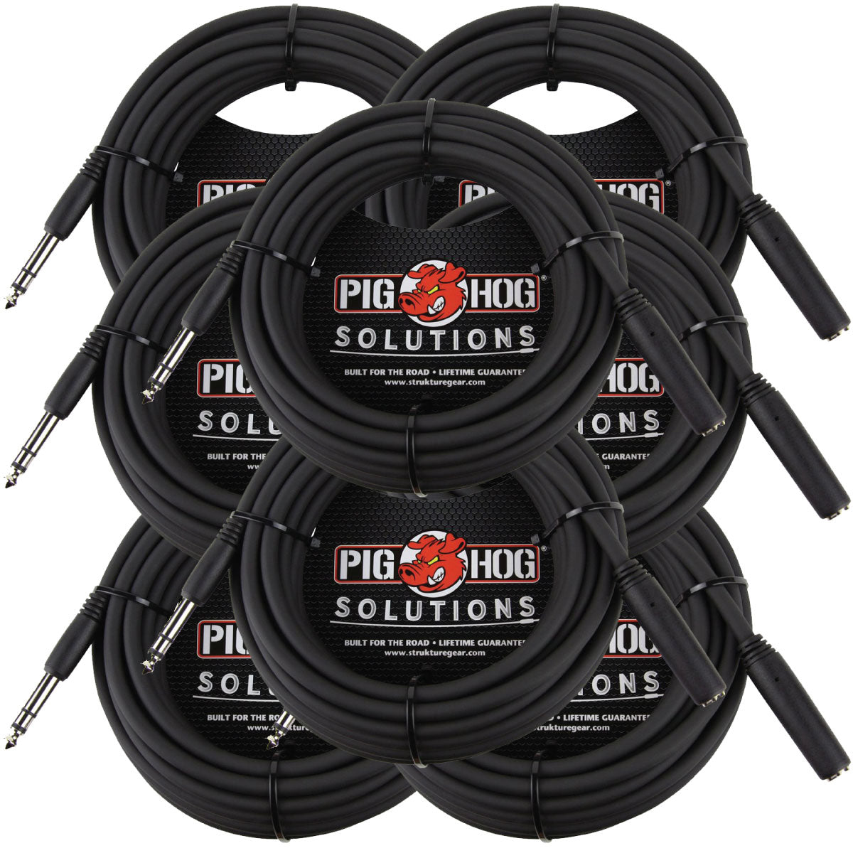 8 PACK Pig Hog PHX14-25 Solutions - 25ft Headphone Extension Cable, 1/4" - NEW