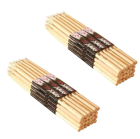 New - On Stage Maple High Quality Drum Sticks 5A, With Wood Tip, 12 Pair