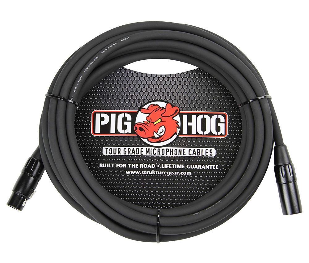 10 - Pack Pig Hog PHM25 XLR High Performance 8mm Microphone Black Cable, 25 Ft - NEW