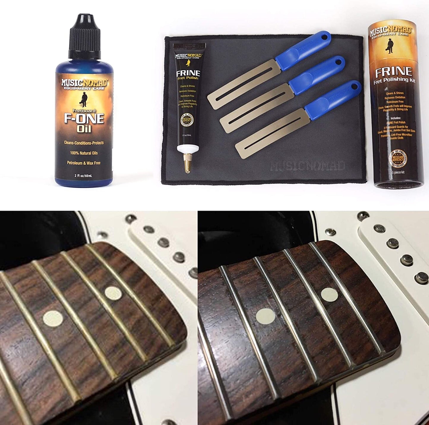 Music Nomad FRINE Fret Polishing Kit (Total Fretboard Care) MN124 & MN105 - NEW