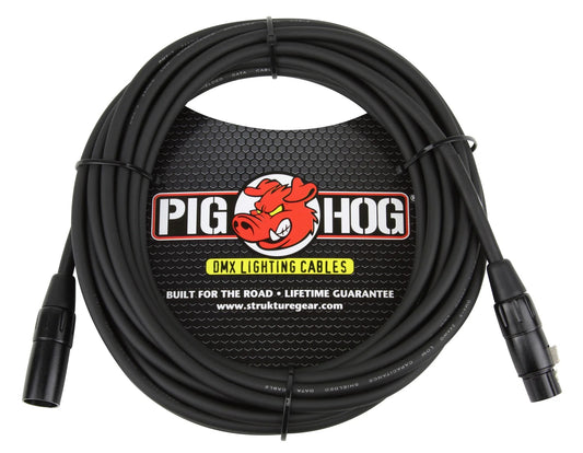 Pig Hog PHDMX25 3-Pin DMX Lighting Cable, 25 Feet,Black-NEW