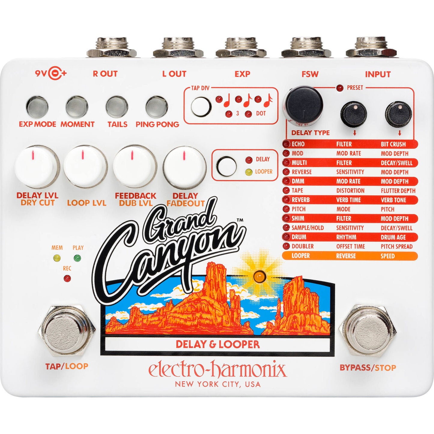 New - Electro Harmonix Grand Canyon Delay and Looper Pedal