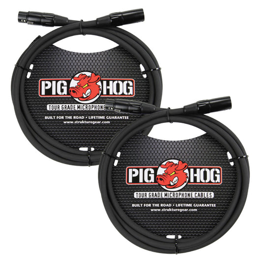 2 Pack Pig Hog PHM6 High Performance 8MM XLR Microphone Cable, 6FT - New