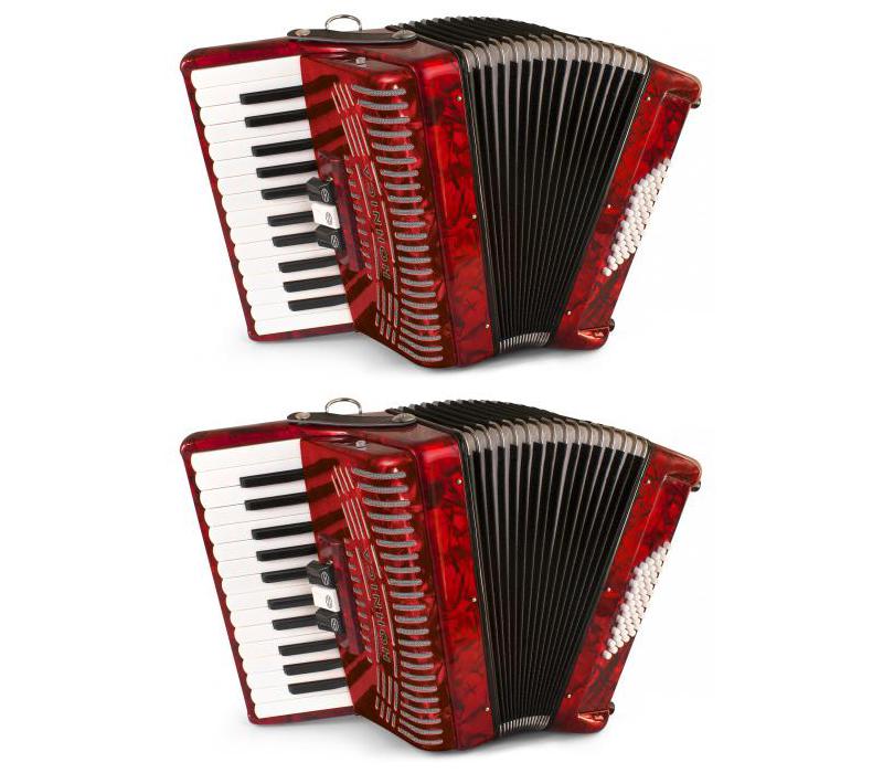 Hohner Hohnica 1304 48 Bass Piano Accordion - Pearl Red-NEW