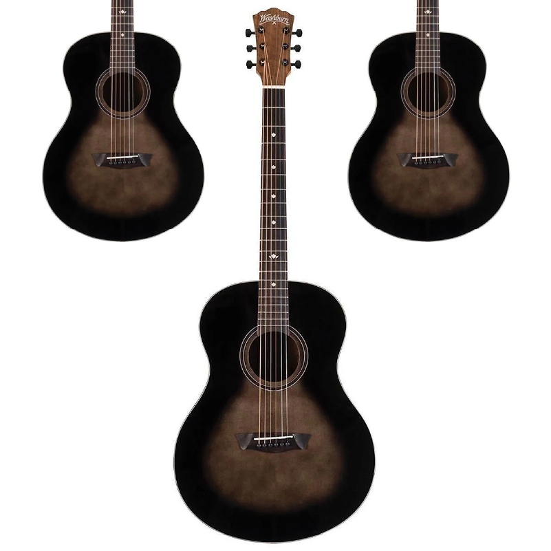 New - Washburn Bella Tono Novo S9 Studio Acoustic Guitar Transparent Charcoal Burst