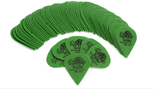 Dunlop Tortex Sharp Guitar Picks - .88mm Green (72-pack)-NEW
