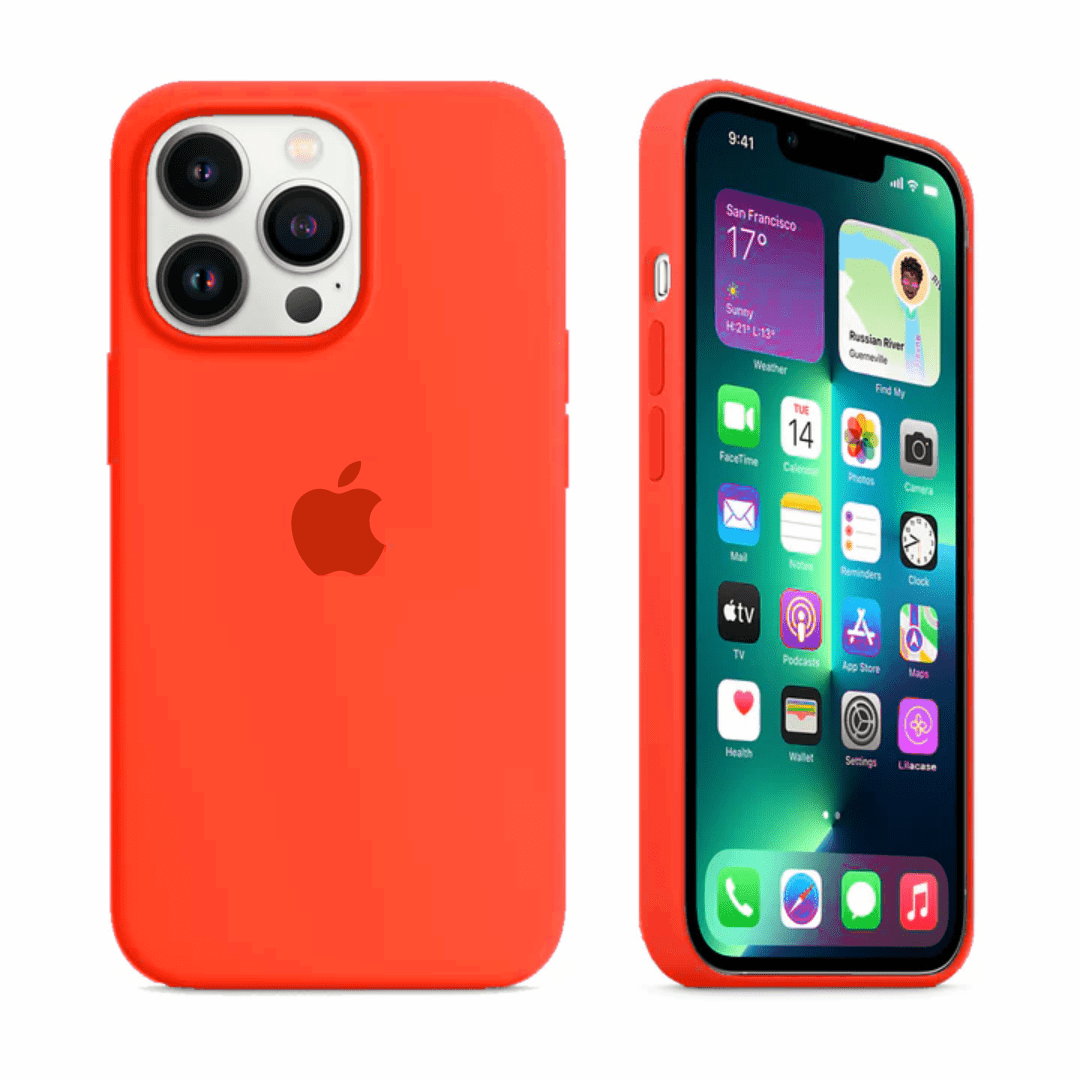 iPhone Orange Silicone Case Protective Phone Back Cover Apple