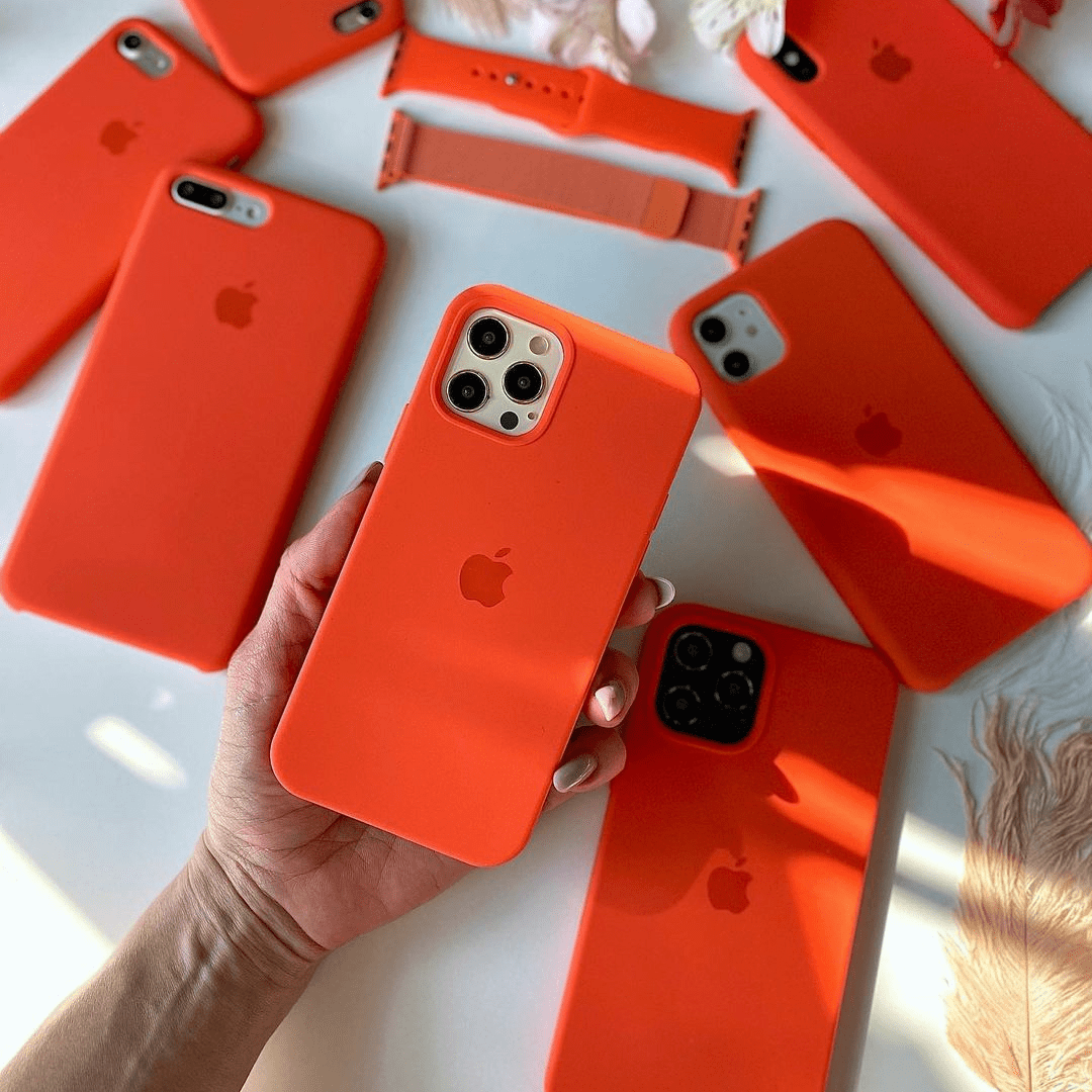 iPhone Orange Silicone Case Protective Phone Back Cover Apple