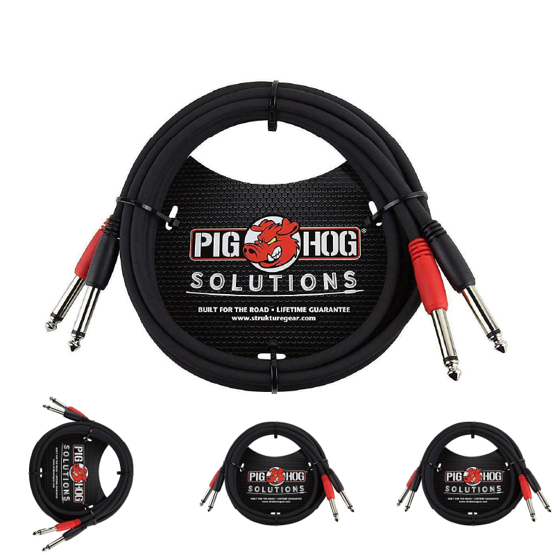 Pig Hog 10Ft Solutions Dual Cable 1/4" Mono Male PD-21410 Lifetime Warranty