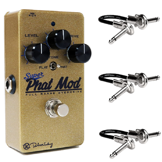 Keeley Super Phat Mod Full Range Transparent Overdrive, 3 Patch Cable - Bundle - New