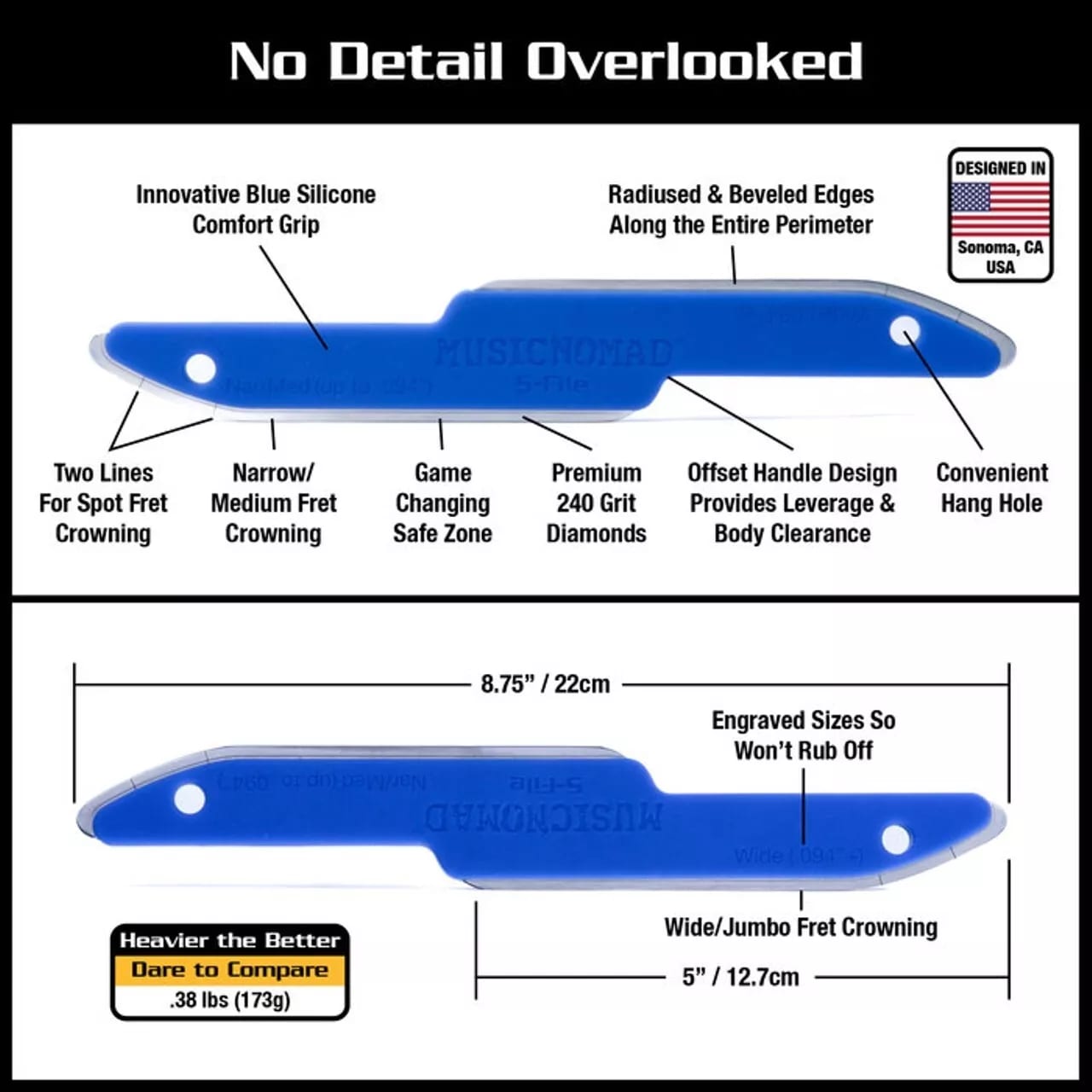 Music Nomad MN850 Crowing File S-File Safe Zone - New