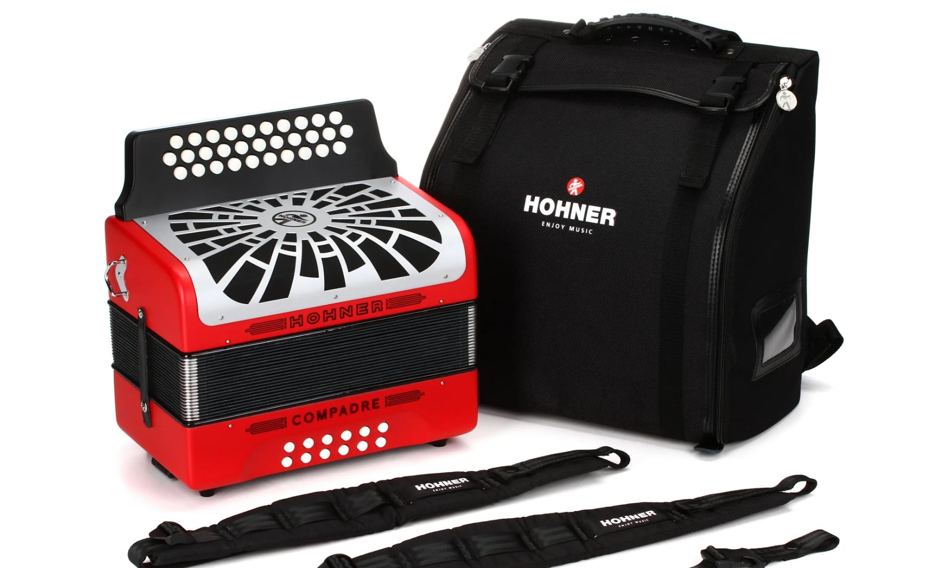 Hohner Compadre Diatonic Accordion - Keys of G/C/F - Red-NEW