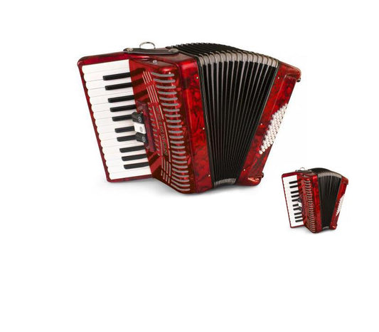 Hohner Hohnica 1304 48 Bass Piano Accordion - Pearl Red-NEW