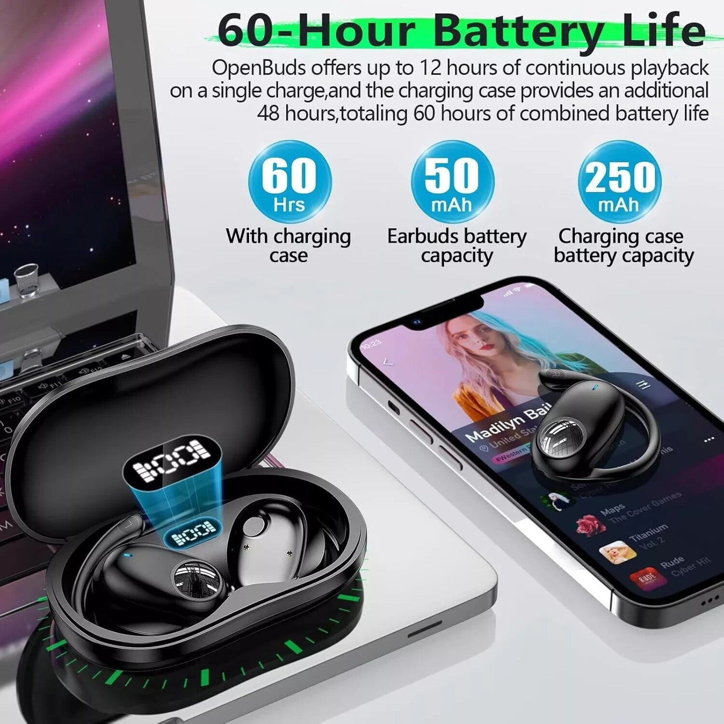 PERESSENTIAL YYK‑580  Wireless Sport Ear-Hook Earbuds Black