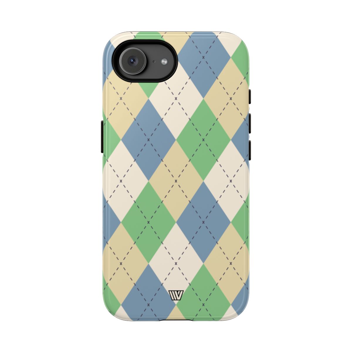 Tough Phone Case Green Blue Beige Argyle Polycarbonate Shell