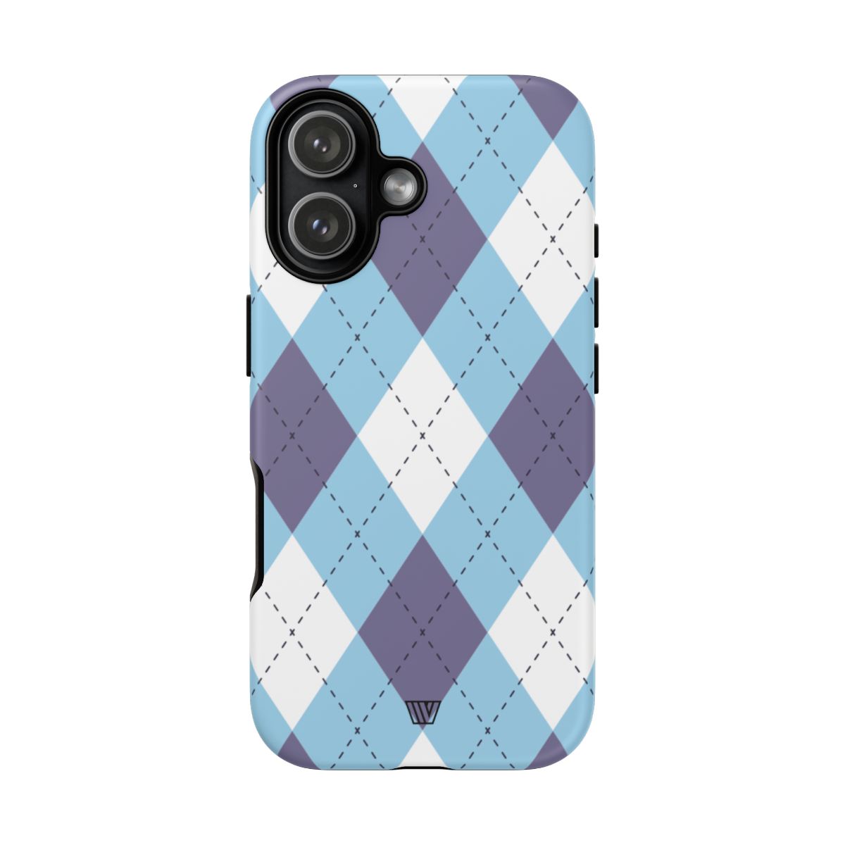 Tough Phone Case Blue White Purple Argyle Polycarbonate Shell