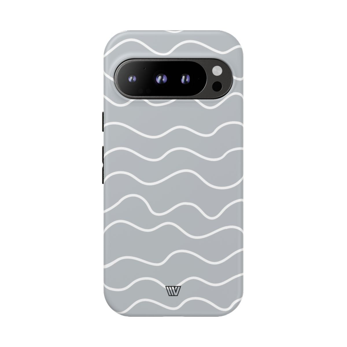 Tough Phone Case Gray Waves Dual-Layer Protection