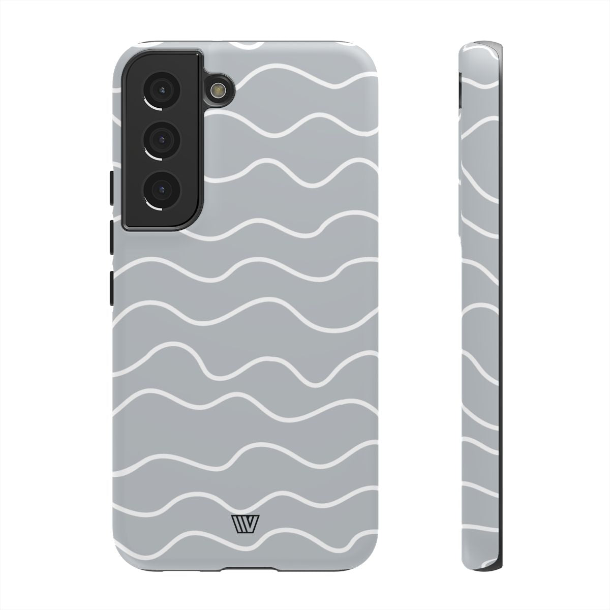 Tough Phone Case Gray Waves Dual-Layer Protection