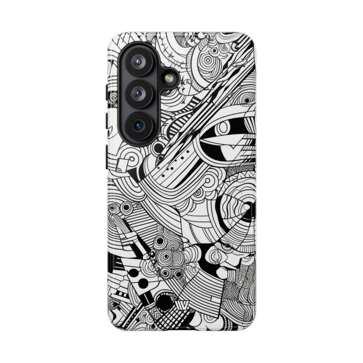 B&W Abstract Doodle Tough Phone Case with Impact Resistance Polycarbonate Shell