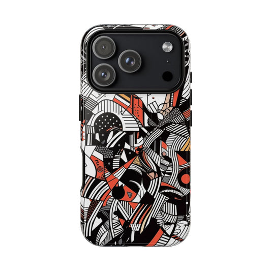 Abstract Doodle Tough Phone Case Dual-Layer Protection