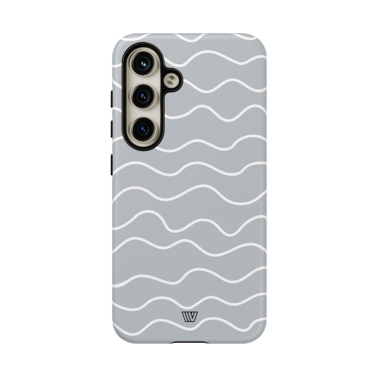 Tough Phone Case Gray Waves Dual-Layer Protection