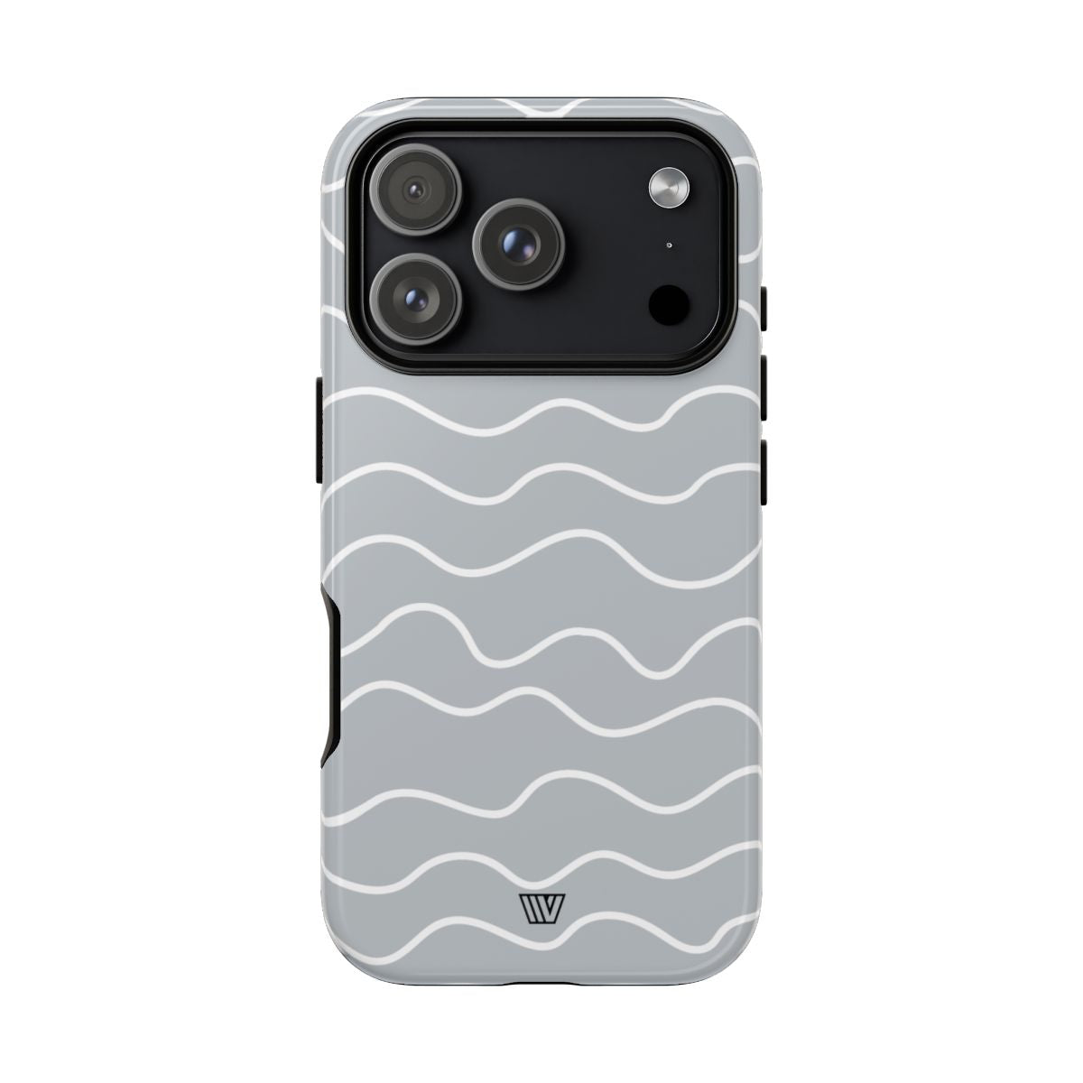 Tough Phone Case Gray Waves Dual-Layer Protection