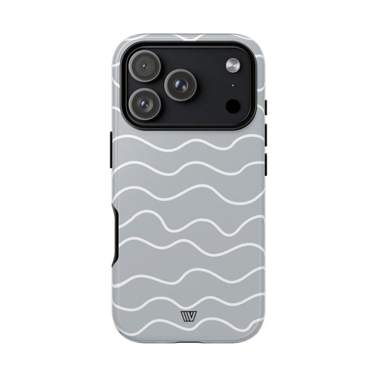 Tough Phone Case Gray Waves Dual-Layer Protection