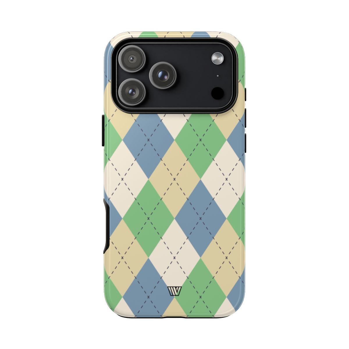 Tough Phone Case Green Blue Beige Argyle Polycarbonate Shell